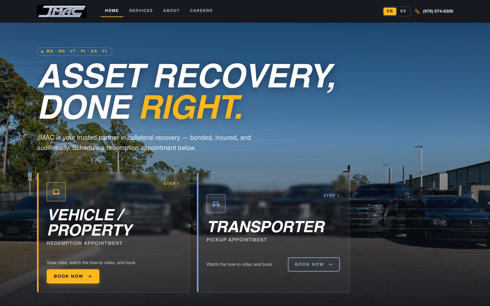 JMAC Asset Recovery website screenshot